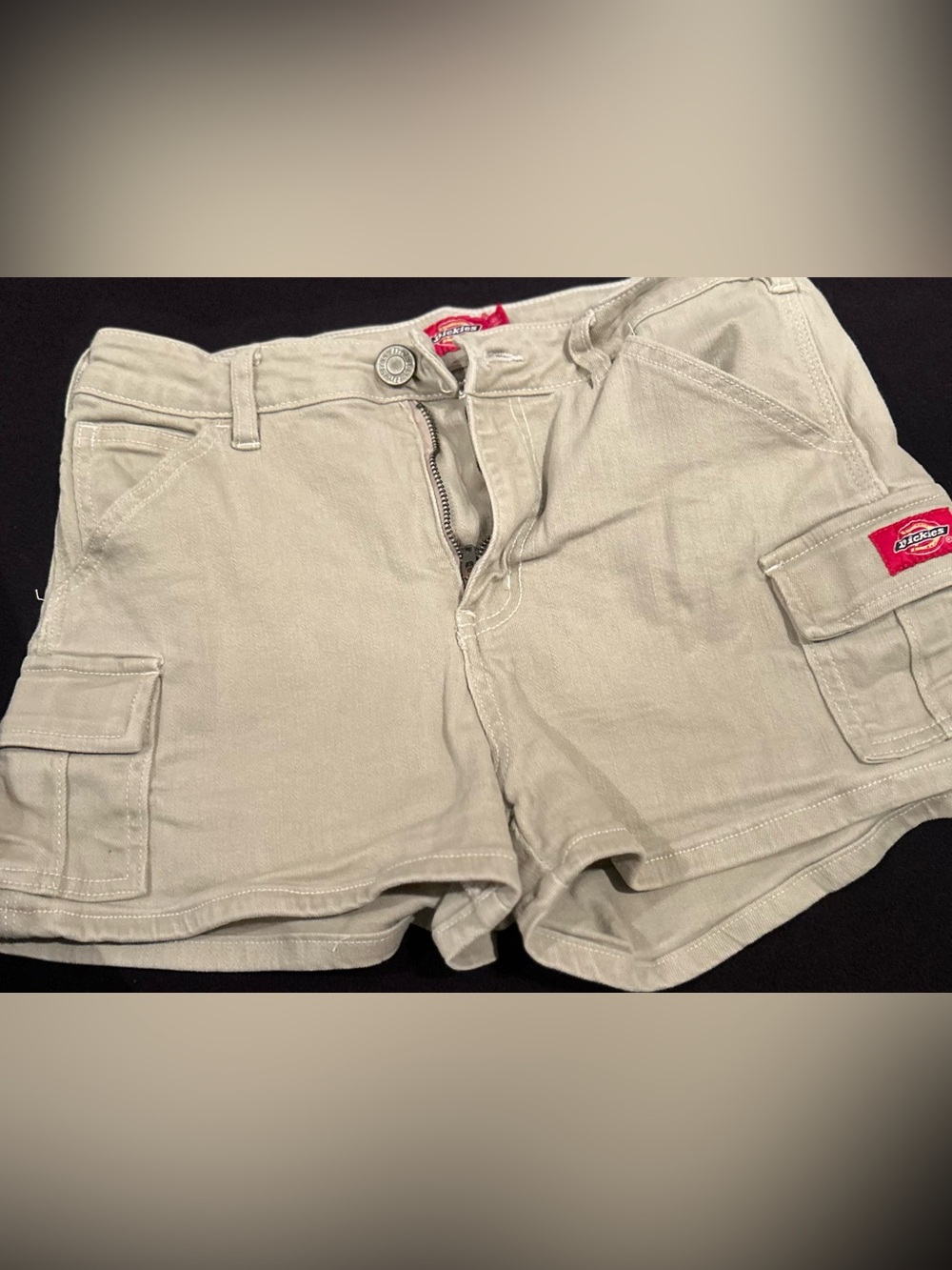Dickies Women’s Beige Relaxed Jeans with Red Logo Tag